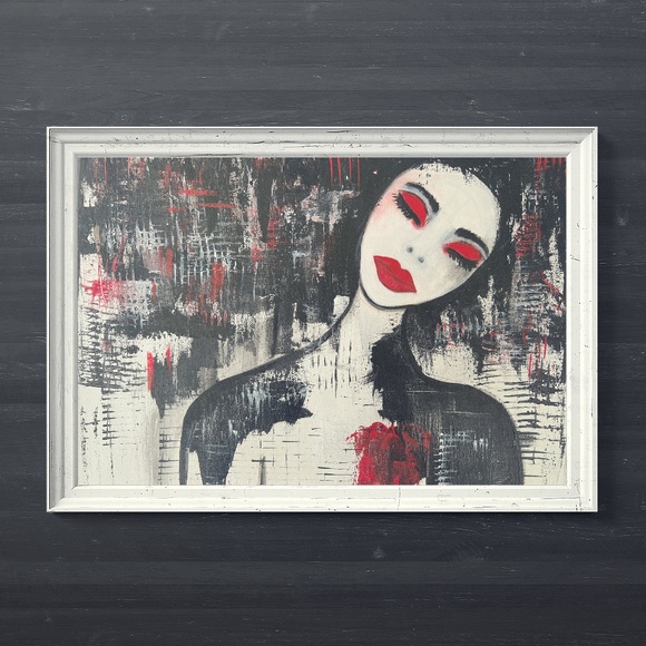 Broken Heart - Abstract Acrylic Painting of a Woman | Original Artwork 11x14 - Picture 1 of 7